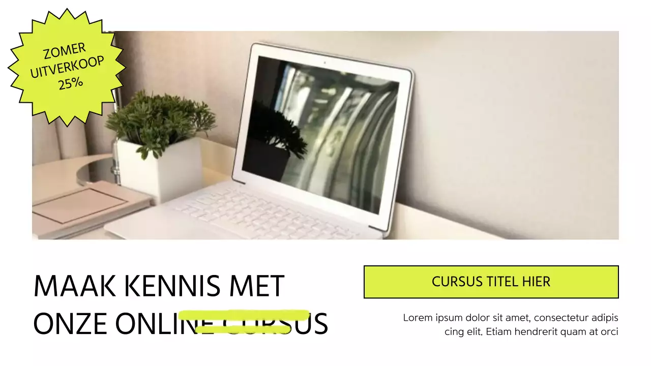 Witte en Lime Moderne Online Cursus Promotie