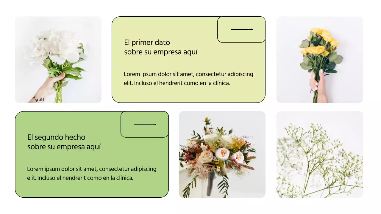 Presentación de una floristería minimalista en blanco y verde