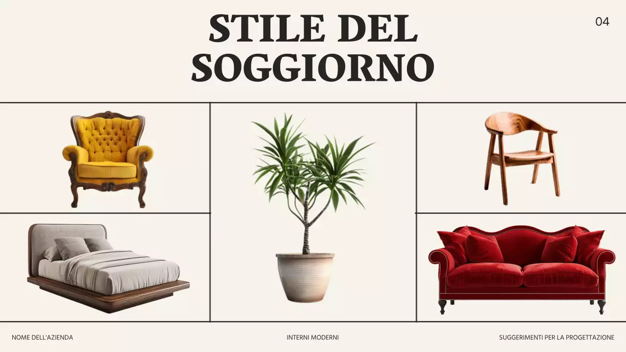 Promozione commerciale dello studio di interior design moderno beige e nero