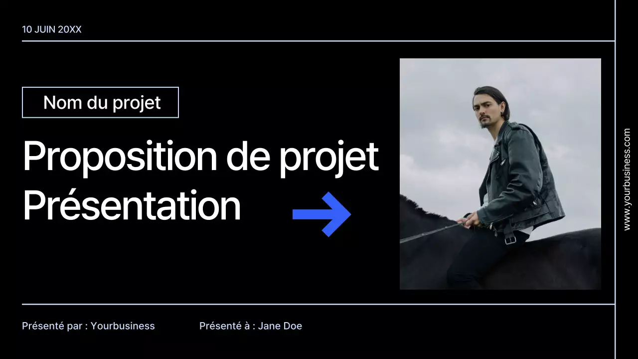 Proposition de projet géométrique moderne noir et bleu