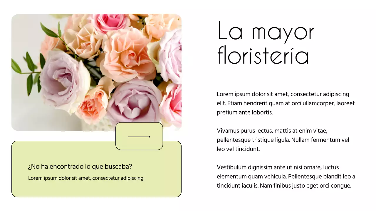 Presentación de una floristería minimalista en blanco y verde