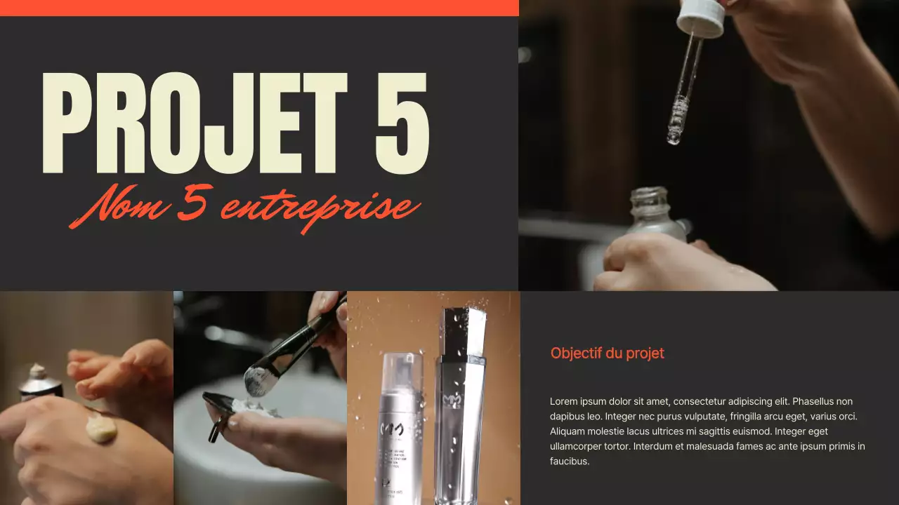 Présentation du portfolio d'un photographe de tendances en noir et rouge