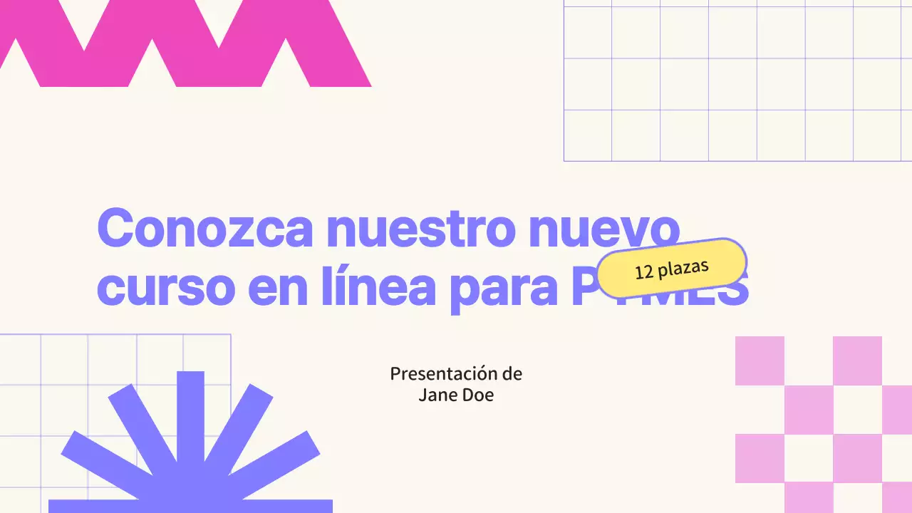 Promoción del curso de gestión estratégica de reuniones en línea geométrico en beige y morado