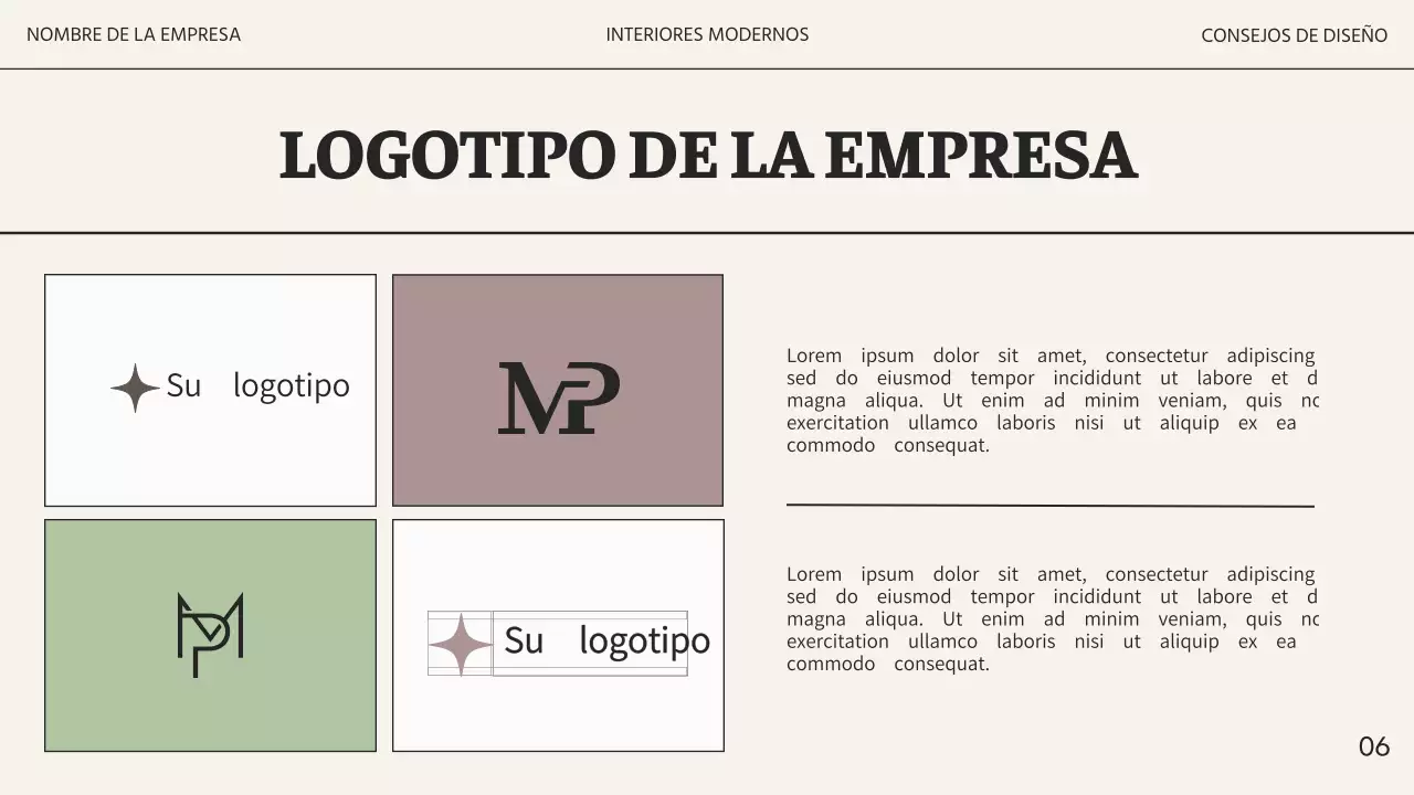 Estudio de interiorismo moderno en beige y negro Promoción empresarial