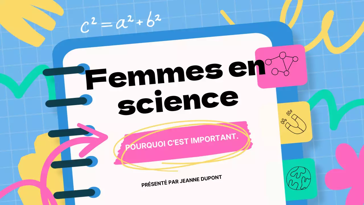 Matériel de base bleu et rose pour les conférences sur les femmes et la science