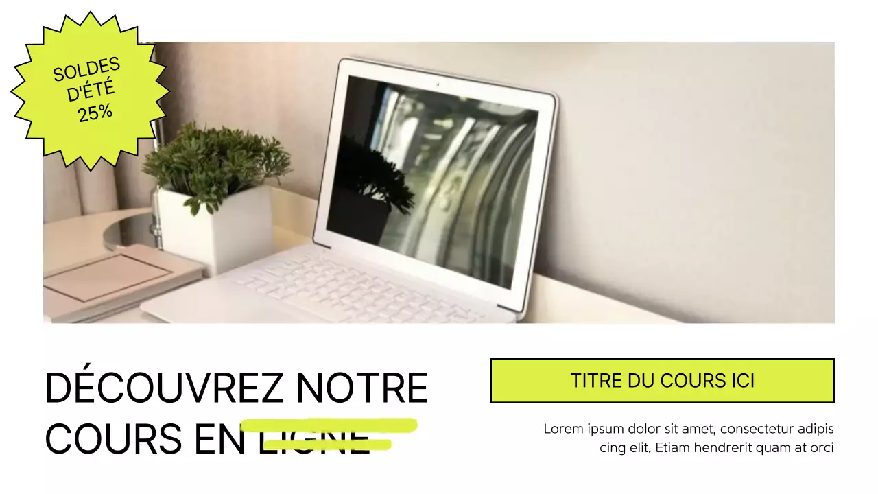 Promotion de cours en ligne moderne blanc et citron vert
