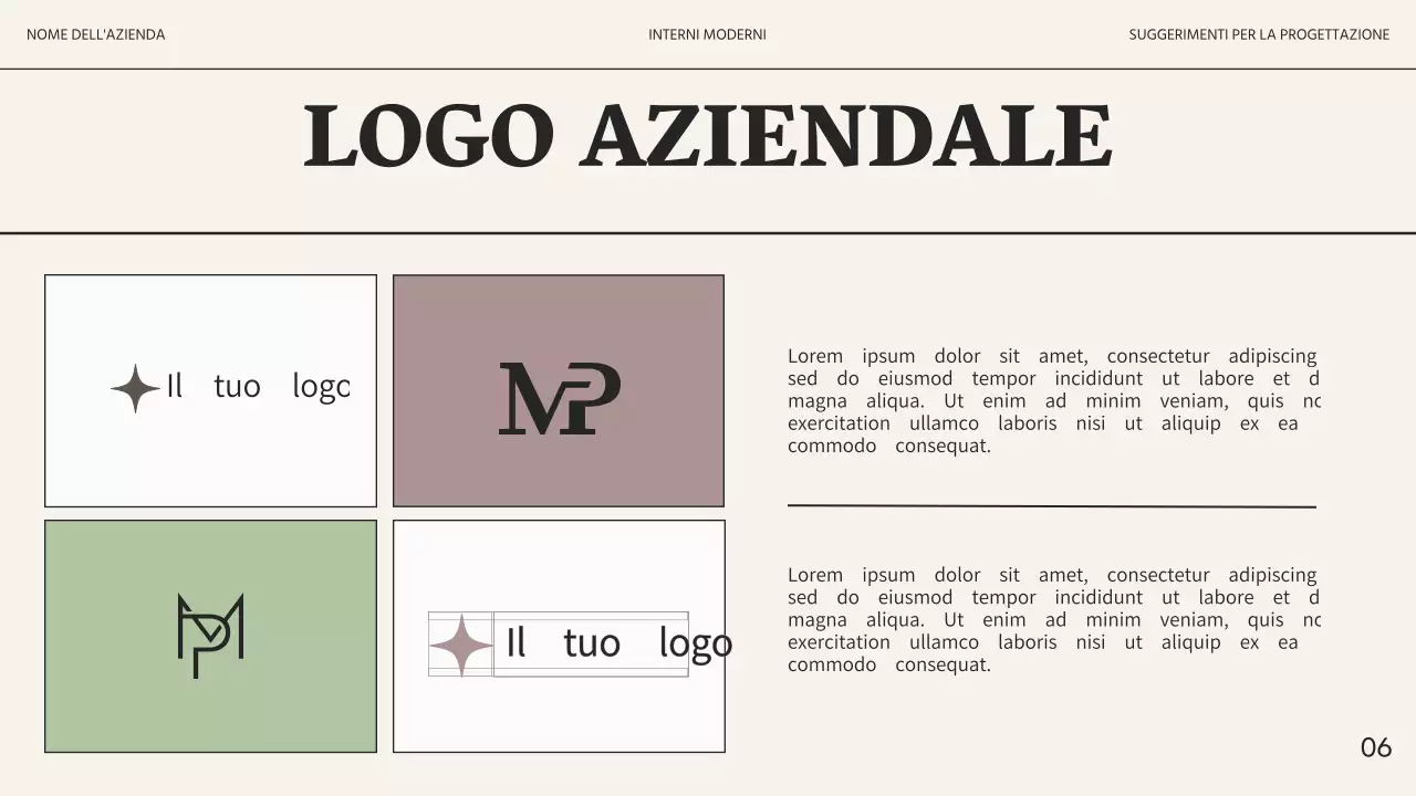 Promozione commerciale dello studio di interior design moderno beige e nero