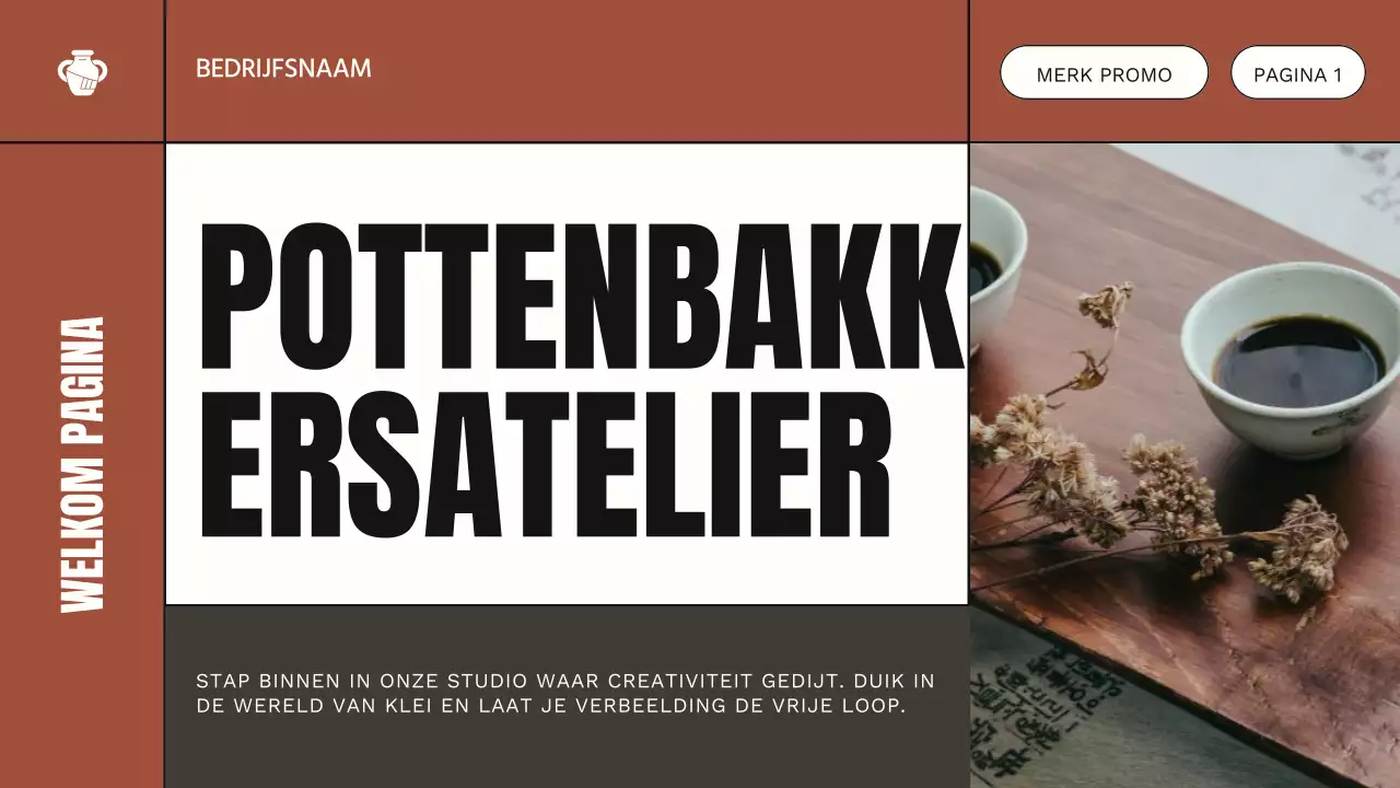 Bruin en grijs modern aardewerk Studio zakelijke promotie