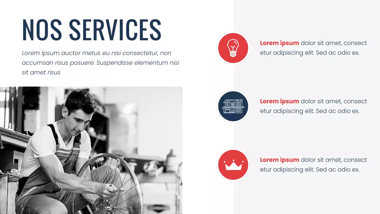 Présentation de la société Navy Red modern minimal Bike Shop