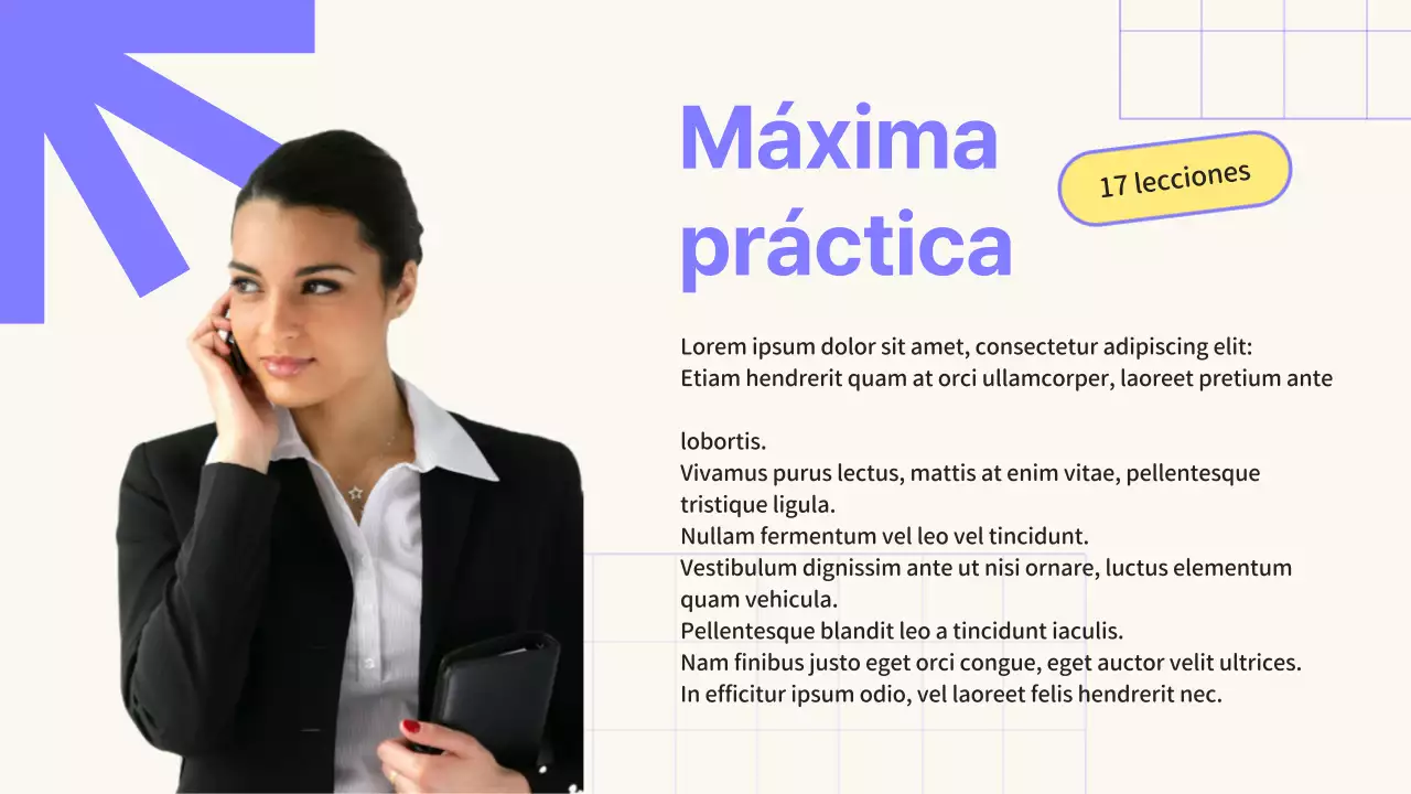 Promoción del curso de gestión estratégica de reuniones en línea geométrico en beige y morado