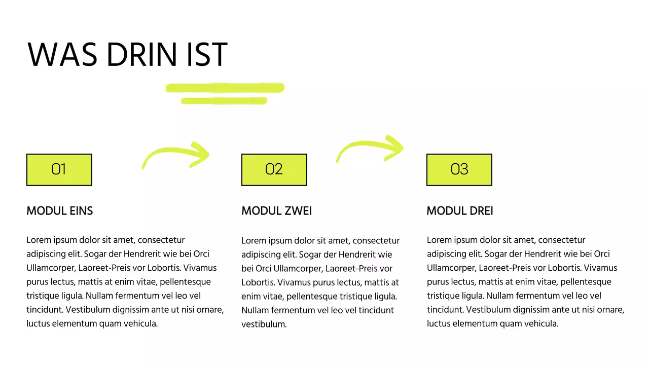 Modernes Online-Kursangebot in Weiß und Limone