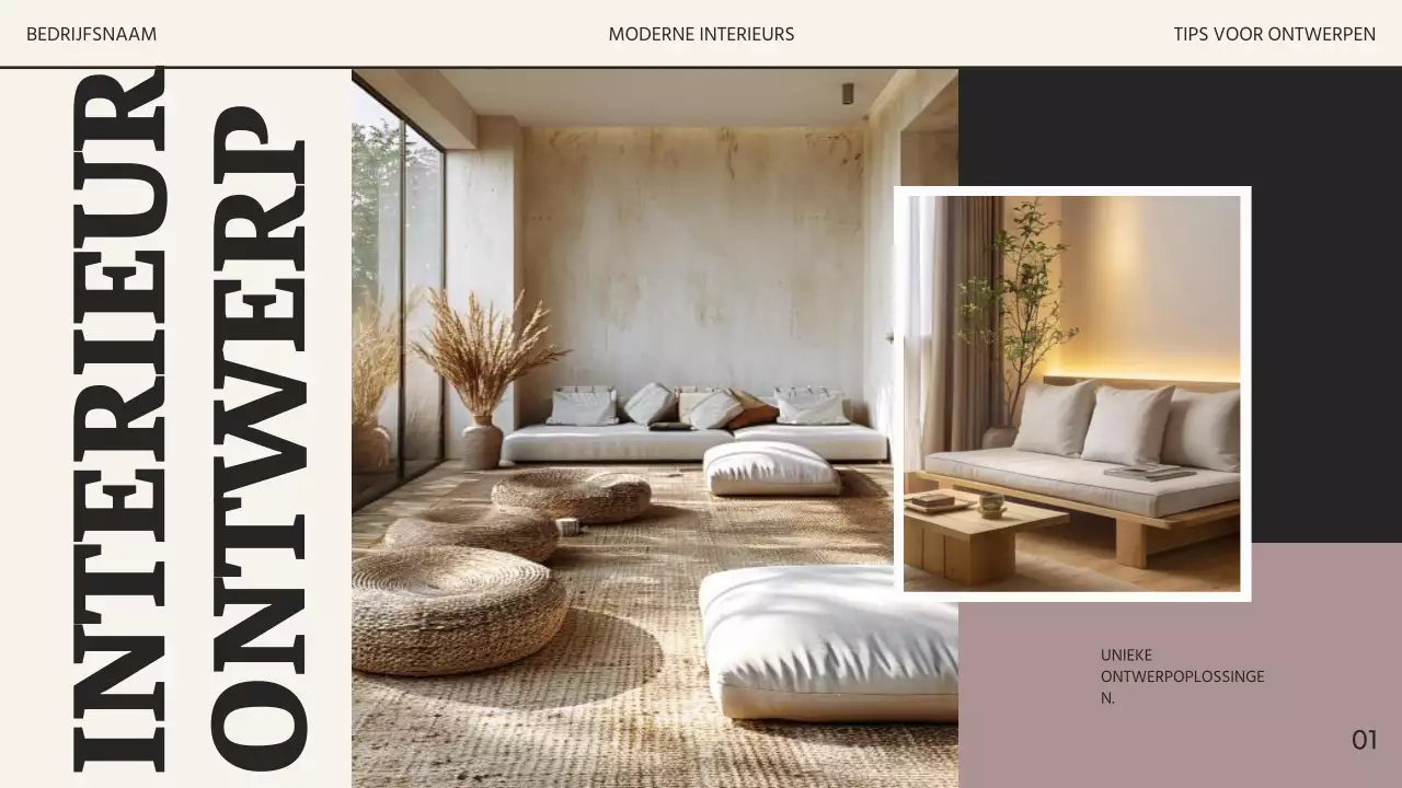 Beige en Zwart Modern Interieur Ontwerp Studio Zakelijke Promotie