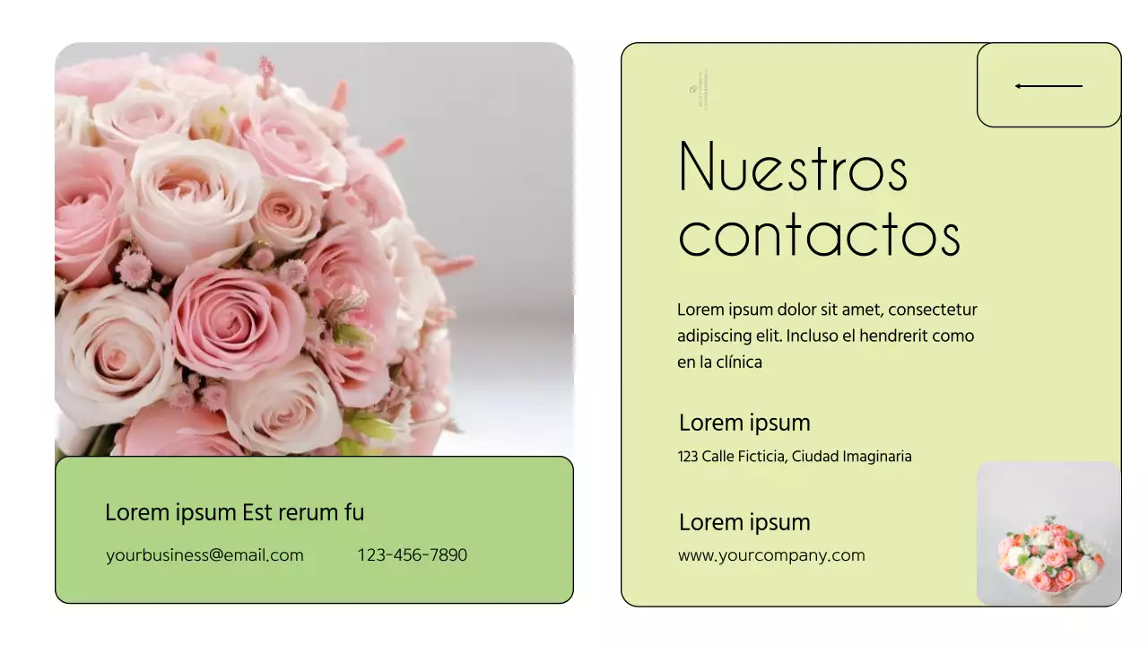 Presentación de una floristería minimalista en blanco y verde