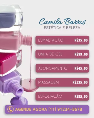 Postagem promocional de beleza simples roxa no Instagram