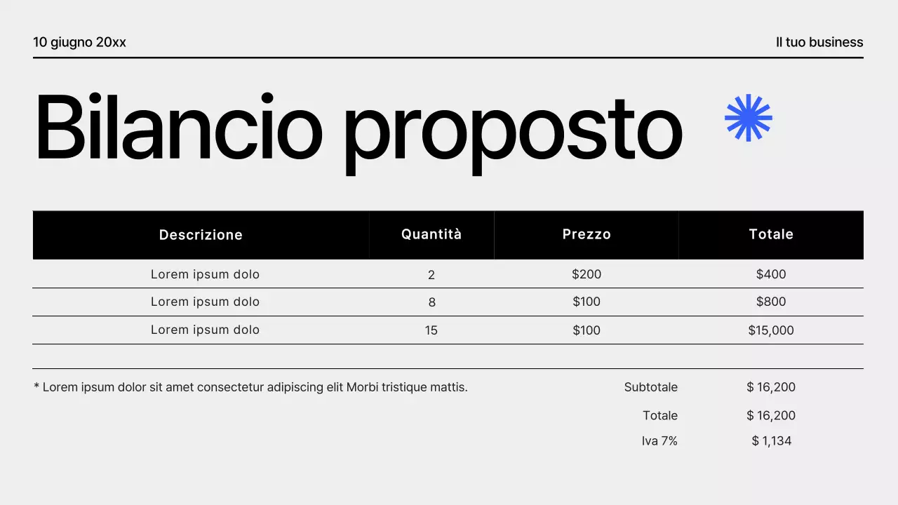 Proposta di progetto geometrico moderno nero e blu