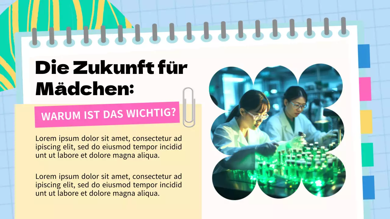 Blaues und rosafarbenes Basismaterial für Vorlesungen über Frauen in der Wissenschaft