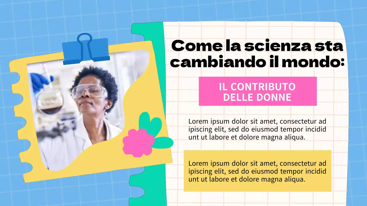 Materiale didattico di base sulle donne nella scienza in blu e rosa