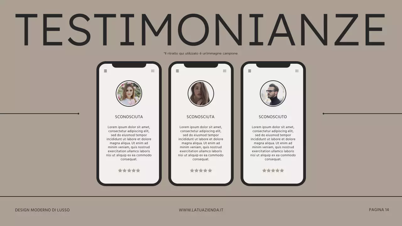 Presentazione dello studio di interior design moderno beige-marrone