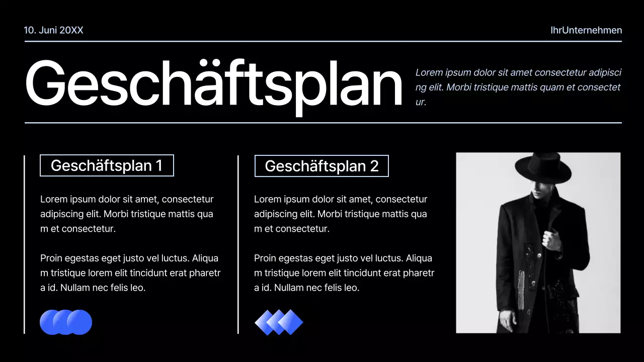 Schwarz und Blau Modern Geometrisch Projektvorschlag