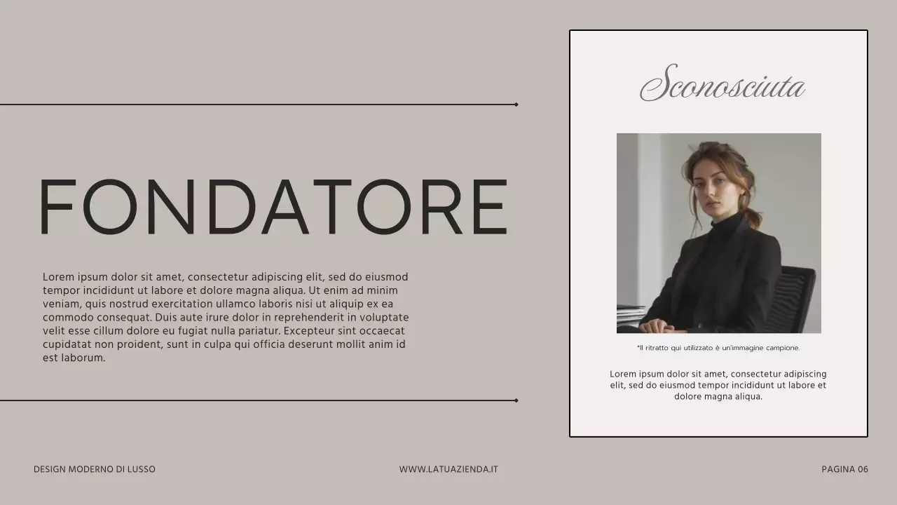 Presentazione dello studio di interior design moderno beige-marrone