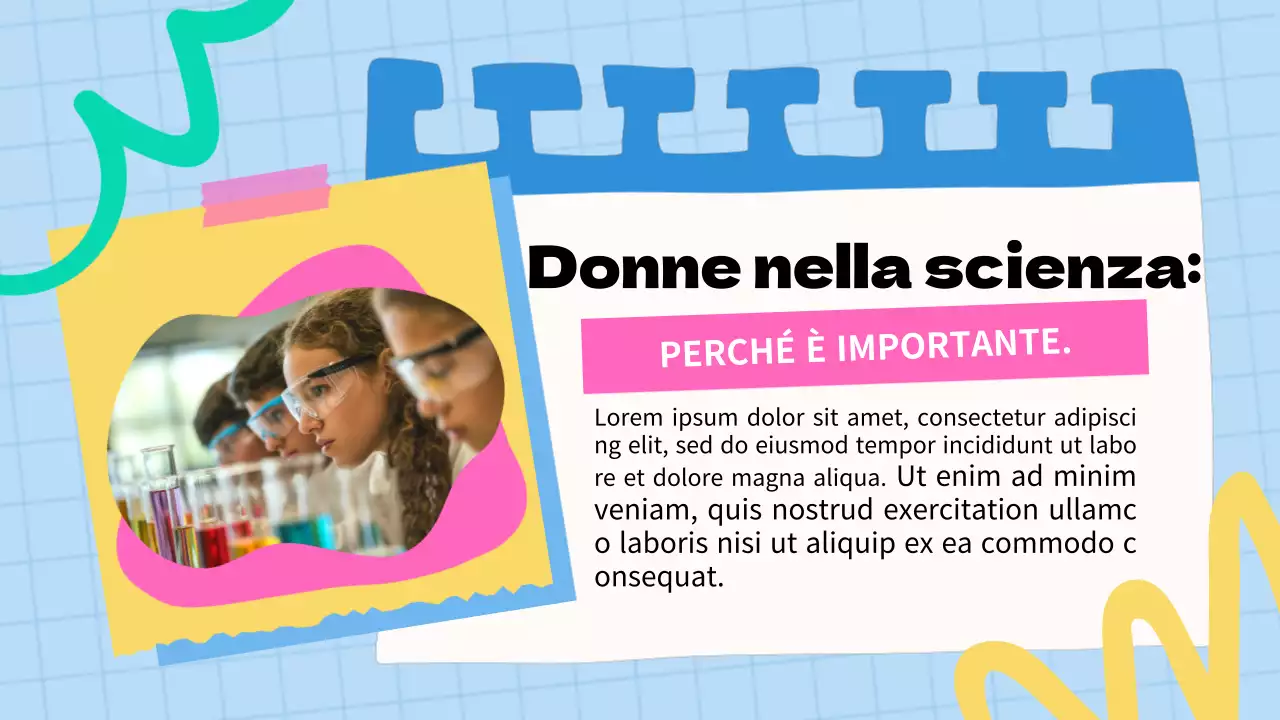 Materiale didattico di base sulle donne nella scienza in blu e rosa