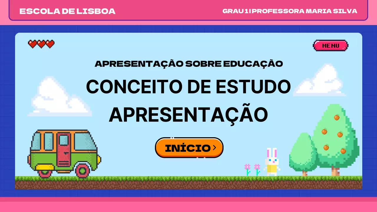 Material de classe pixel retro pop art azul cor-de-rosa
