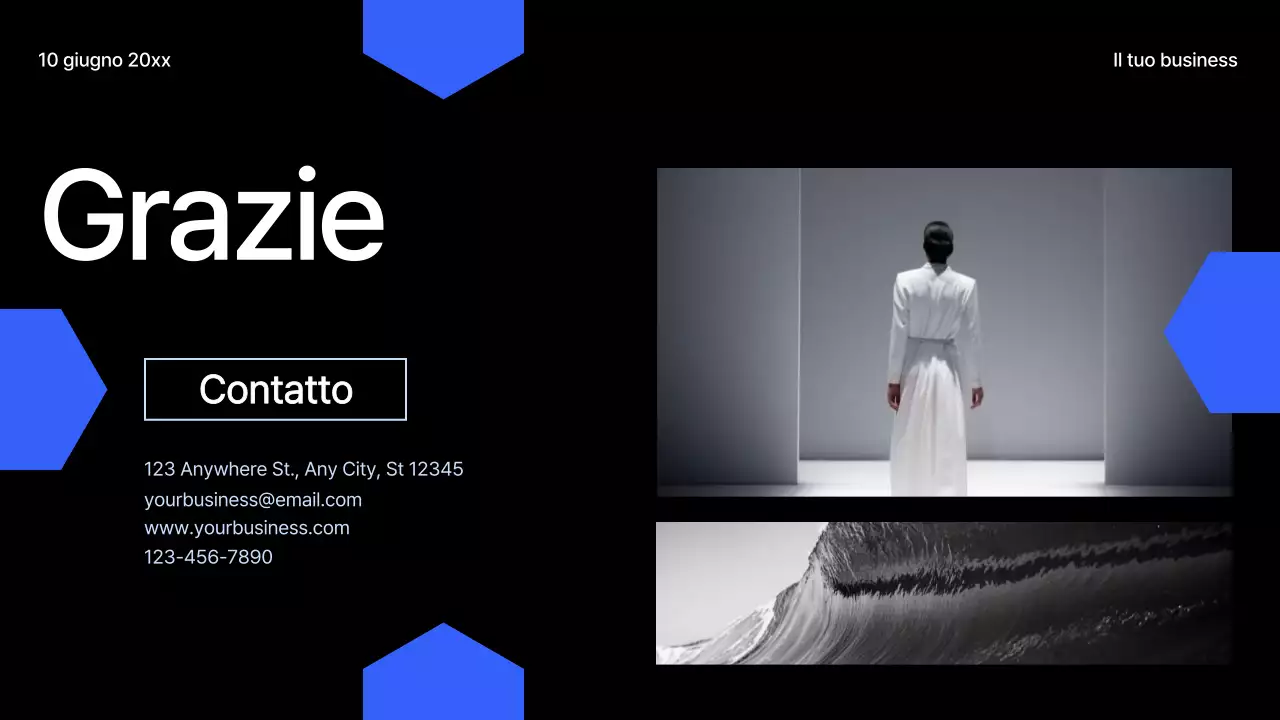 Proposta di progetto geometrico moderno nero e blu