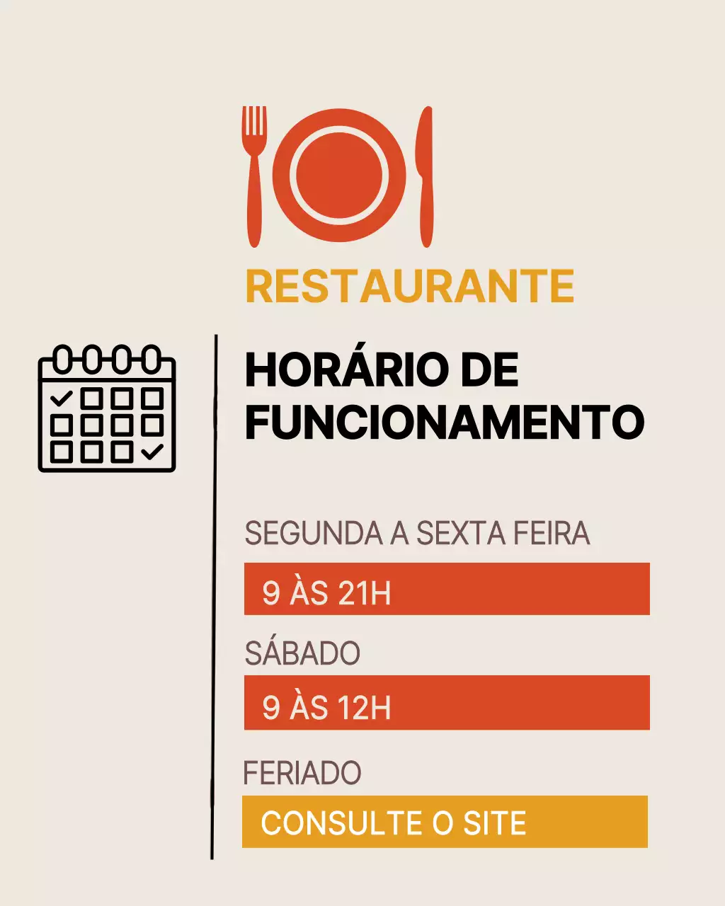 Postagem no Instagram sobre a programação minimalista do restaurante Orange
