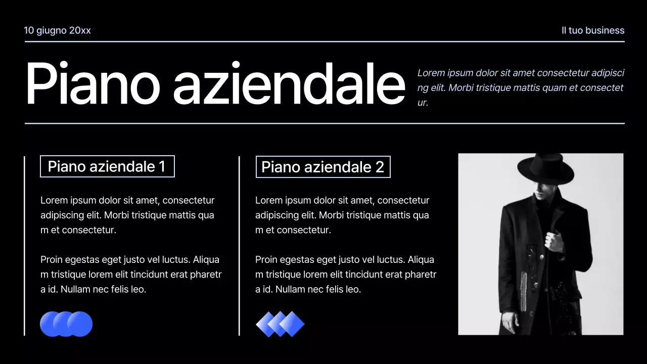 Proposta di progetto geometrico moderno nero e blu