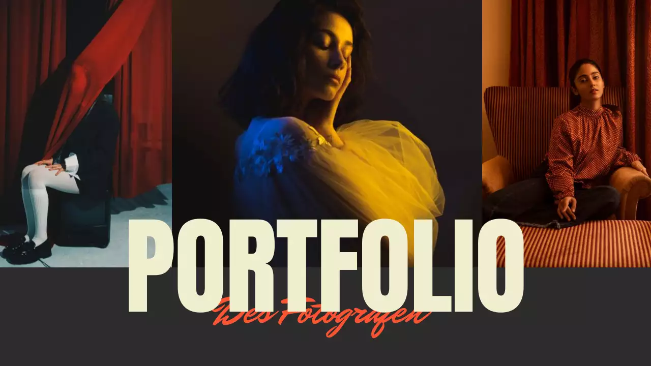 Schwarz und Rot Trend Fotograf Portfolio Präsentation