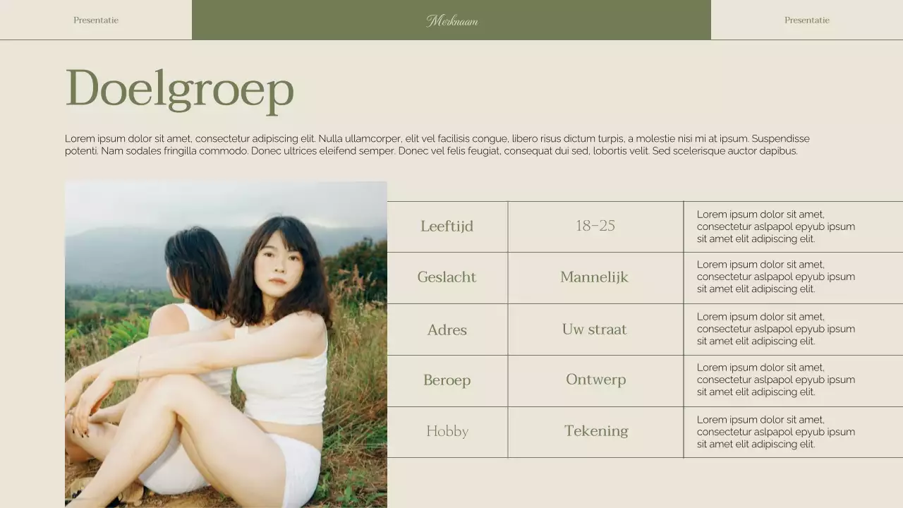 Groene elegante vrouw zakelijke merkstrategie