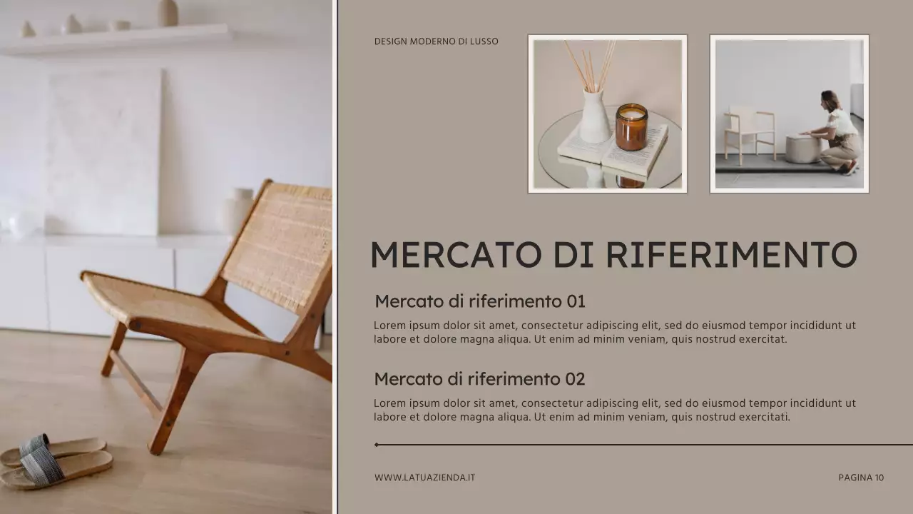 Presentazione dello studio di interior design moderno beige-marrone