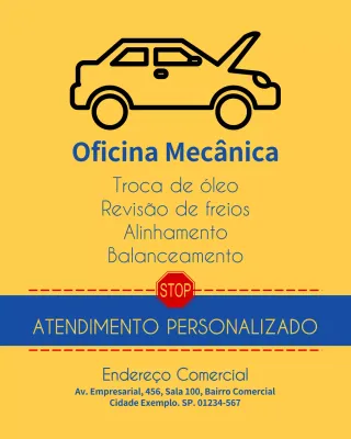 Publicação de anúncio de serviço automotivo simples amarelo no Instagram