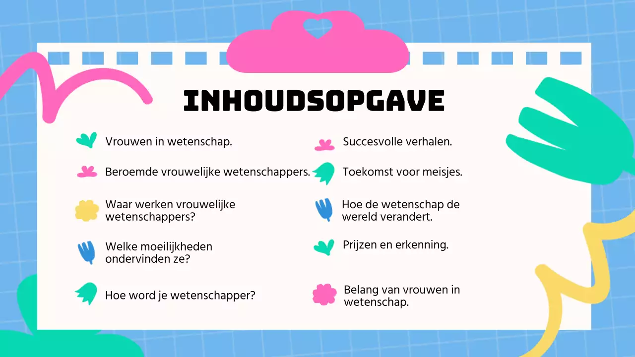 Blauw en roze basismateriaal voor lezingen over vrouwen in de wetenschap