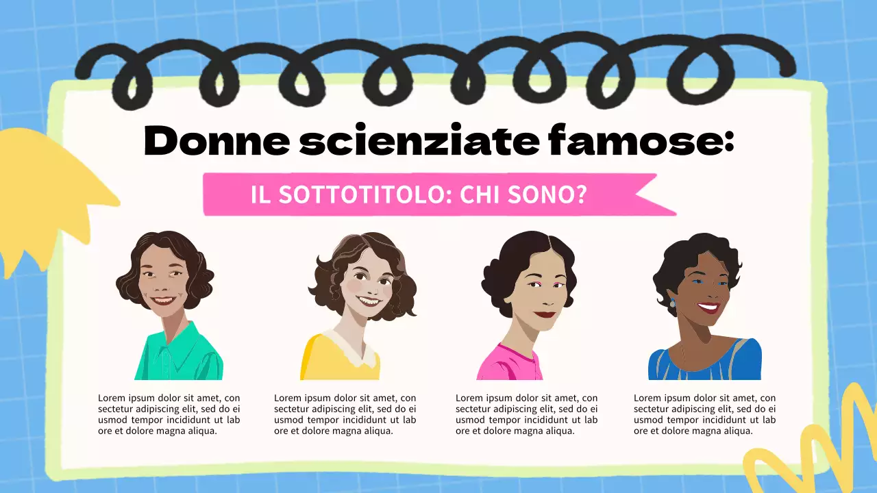 Materiale didattico di base sulle donne nella scienza in blu e rosa