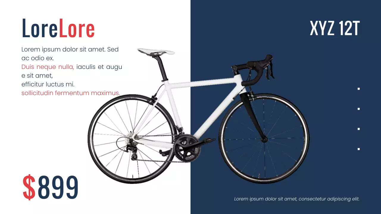 Presentazione dell'azienda Bike Shop moderno e minimal di colore rosso navy