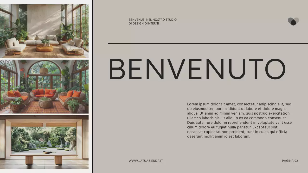 Presentazione dello studio di interior design moderno beige-marrone