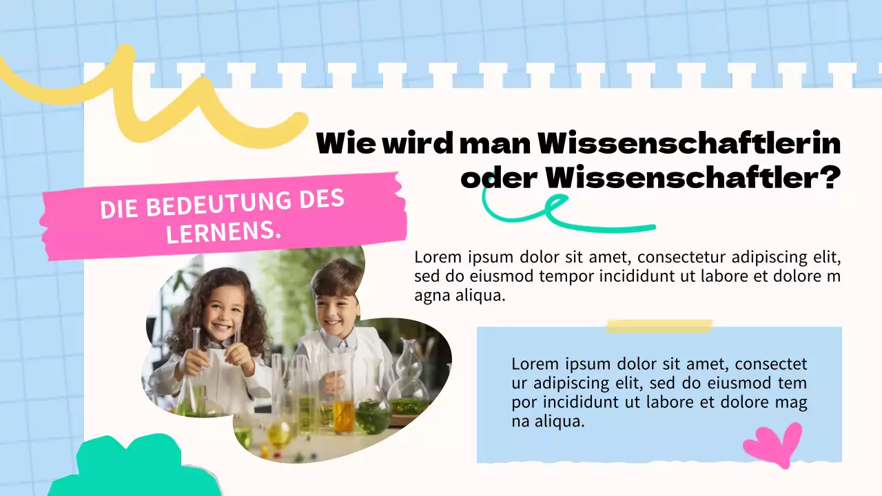 Blaues und rosafarbenes Basismaterial für Vorlesungen über Frauen in der Wissenschaft