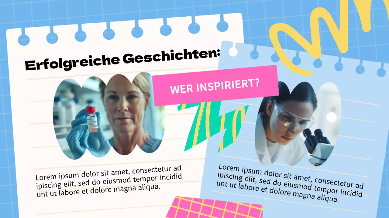 Blaues und rosafarbenes Basismaterial für Vorlesungen über Frauen in der Wissenschaft