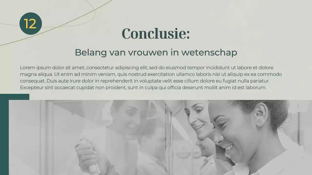 Groen en grijs basismateriaal voor lezingen over vrouwen in de wetenschap