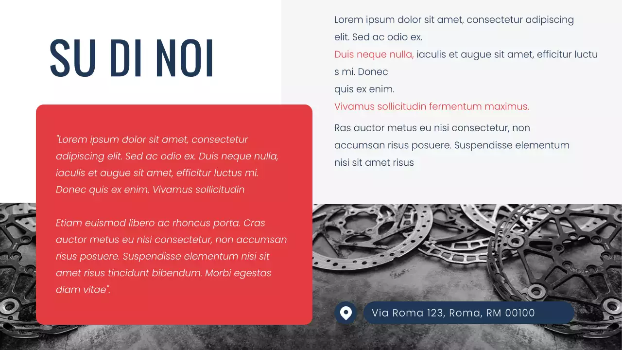 Presentazione dell'azienda Bike Shop moderno e minimal di colore rosso navy