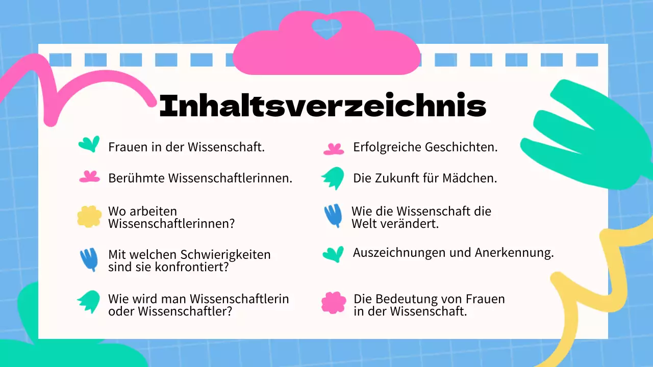Blaues und rosafarbenes Basismaterial für Vorlesungen über Frauen in der Wissenschaft