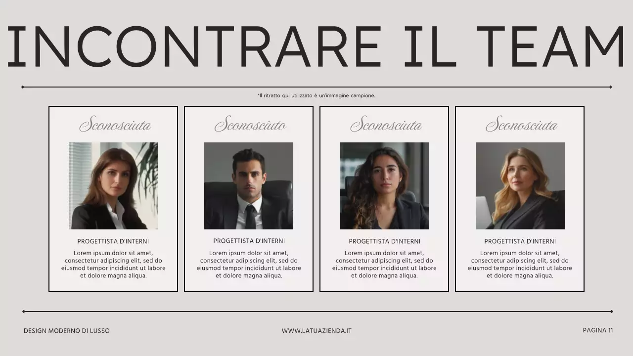 Presentazione dello studio di interior design moderno beige-marrone