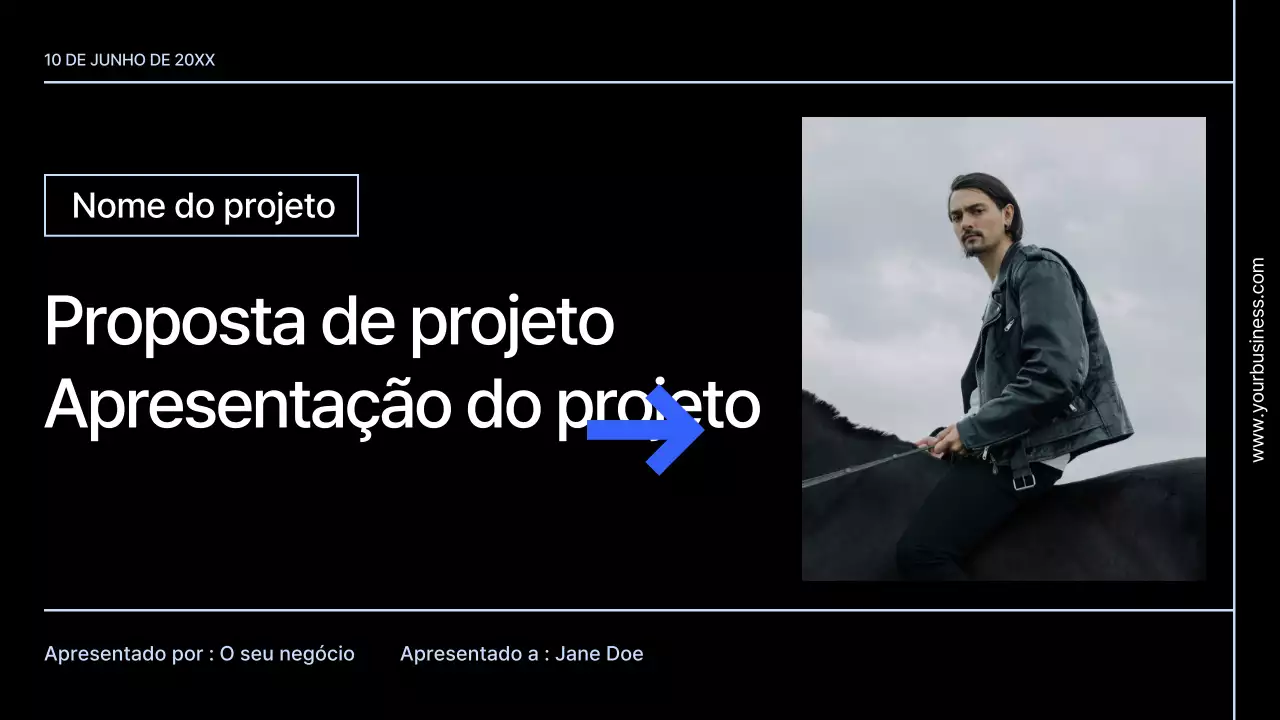 Proposta de projeto geométrico moderno preto e azul
