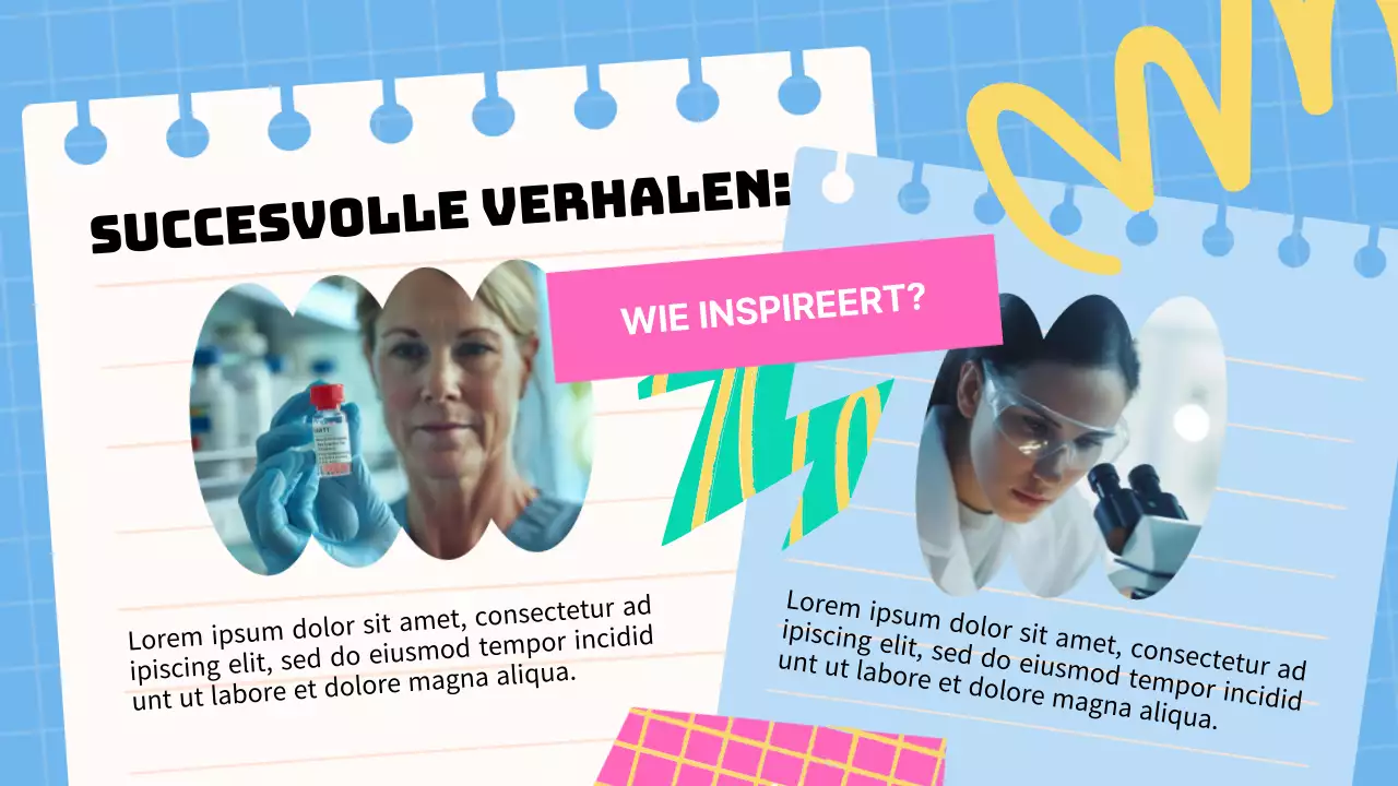 Blauw en roze basismateriaal voor lezingen over vrouwen in de wetenschap