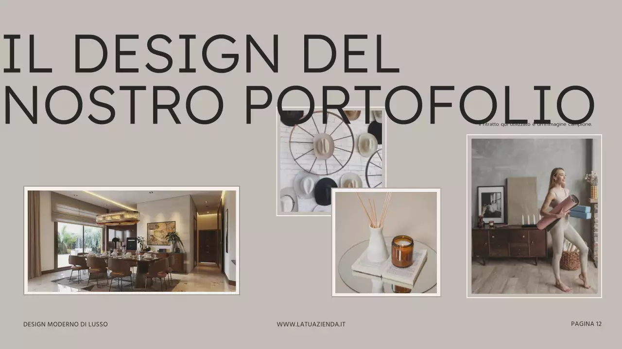 Presentazione dello studio di interior design moderno beige-marrone