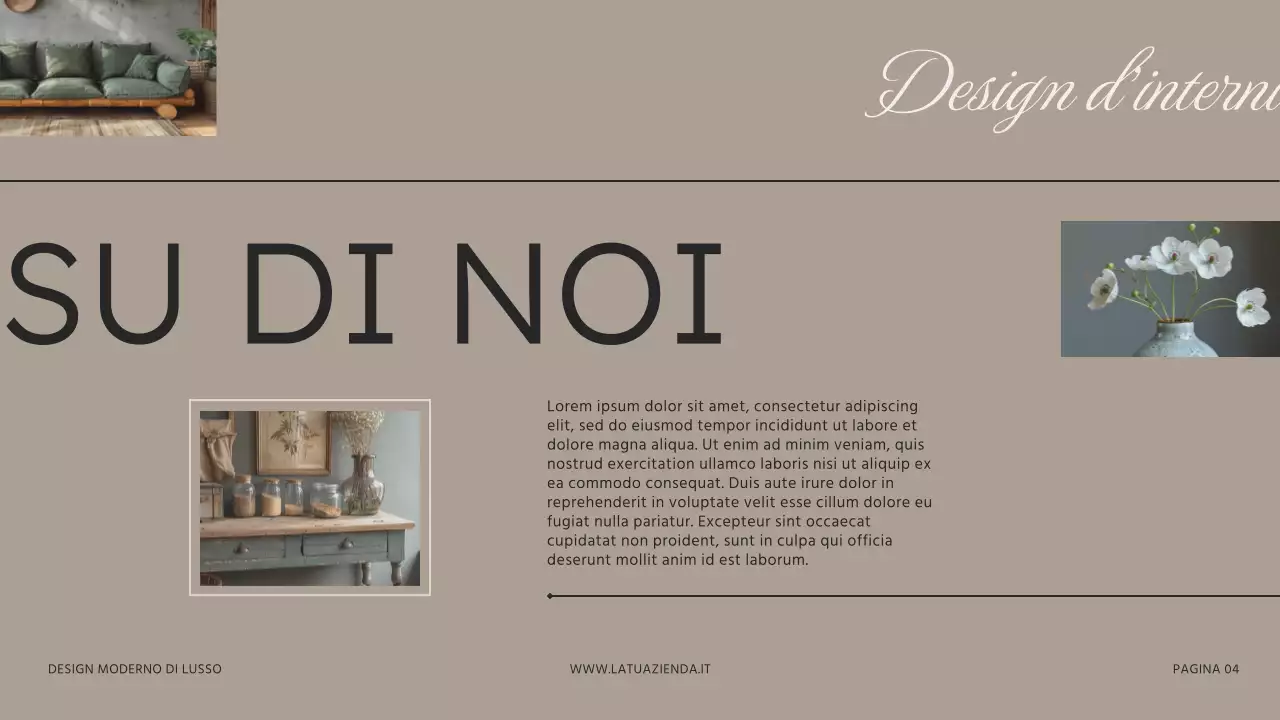 Presentazione dello studio di interior design moderno beige-marrone