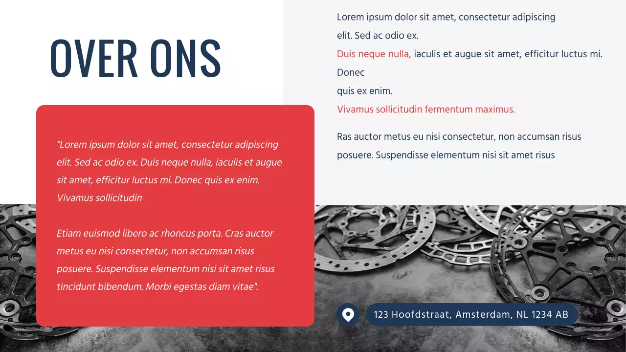 Navy Red moderne minimale Bike Shop bedrijfsintroductie