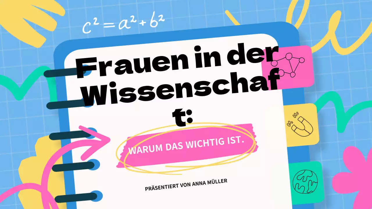 Blaues und rosafarbenes Basismaterial für Vorlesungen über Frauen in der Wissenschaft