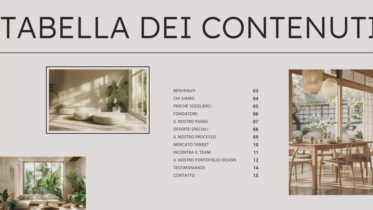 Presentazione dello studio di interior design moderno beige-marrone